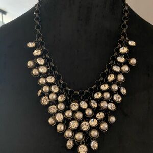 Elegant Black and Silver Statement Necklace